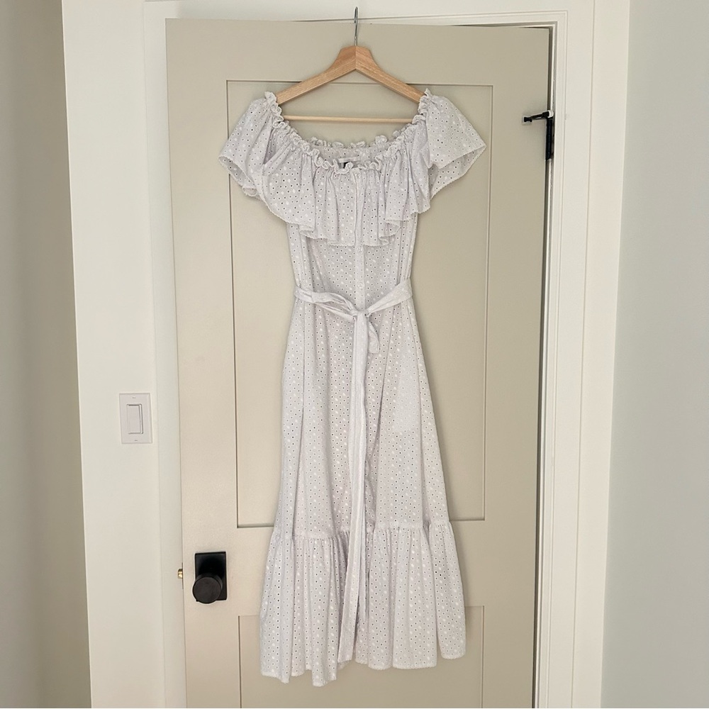 Lisa Marie Fernandez MIRA WHITE EYELET BUTTON DOWN DRESS size 2 (US 4-6)